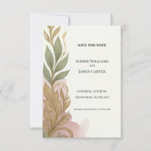 Sage Blush Botanical Save The Date Card