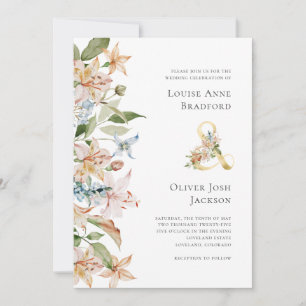 Sage Blush Watercolor Floral Ampersand Wedding Invitation