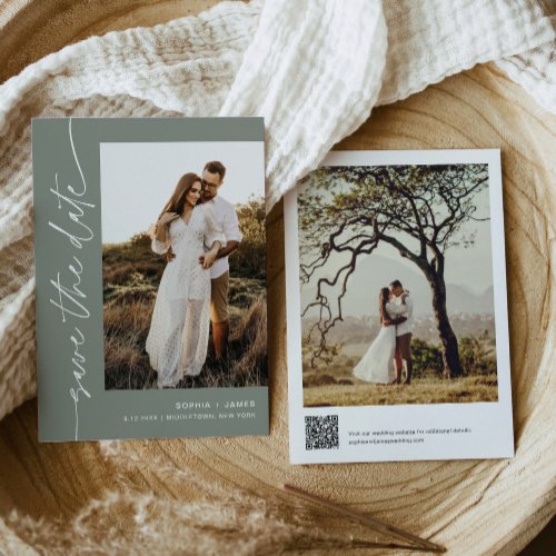 SAGE Bohemian Save The Date with QR Code Invitation