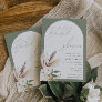 Sage Boho Arch White Floral Bridal Shower Invitation