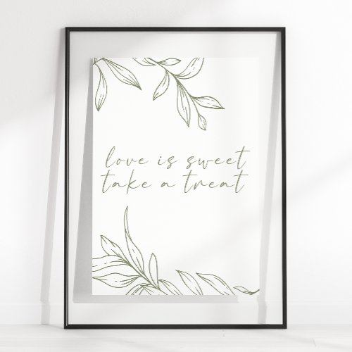 Sage Boho Flower Simple Wedding Love Is Sweet Poster