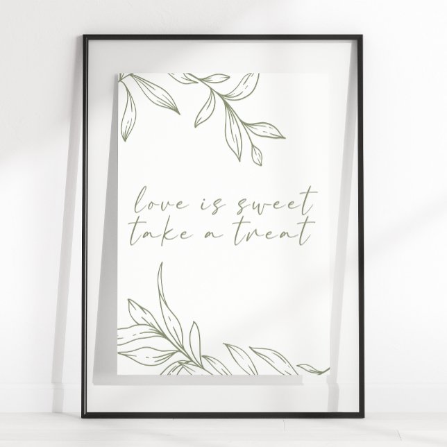 Sage Boho Flower Simple Wedding Love Is Sweet Poster (Creator Uploaded)