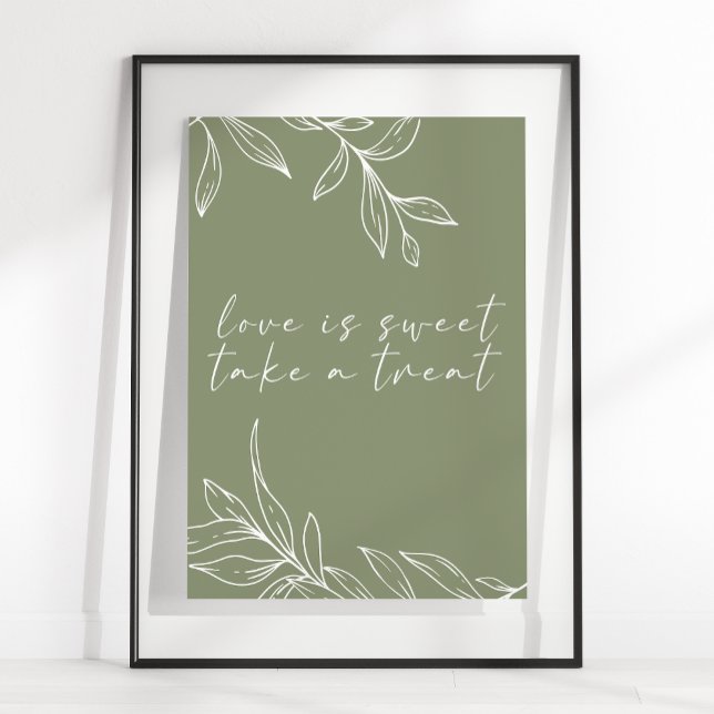 Sage Boho Flower Wedding Love Is Sweet Poster (Creator Uploaded)