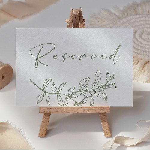 Sage Boho Flower Wedding Reserved Place Card