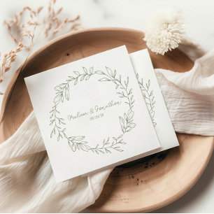 Sage Boho Flowers Boho Romantic Wedding Napkins