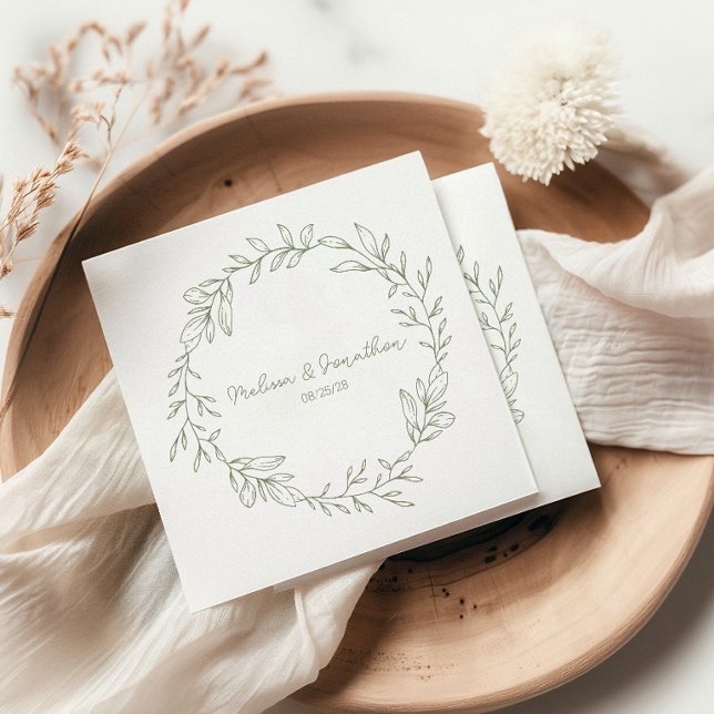 Sage Boho Flowers Boho Romantic Wedding Napkins (Creator Uploaded)