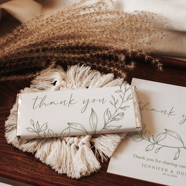 Sage Boho Flowers Boho Wedding Hershey Bar Favors (Creator Uploaded)