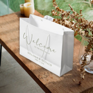 Sage Boho Flowers Boho Welcome Wedding Large Gift Bag