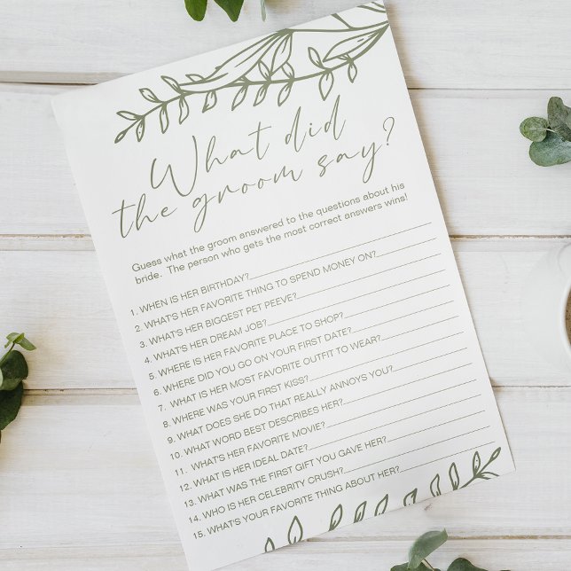 Sage Boho Flowers Game Would the Groom Say Flyer (Creator Uploaded)