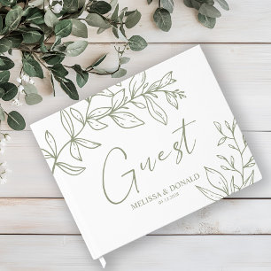 Sage Boho Flowers Simple Boho Wedding Guest Book