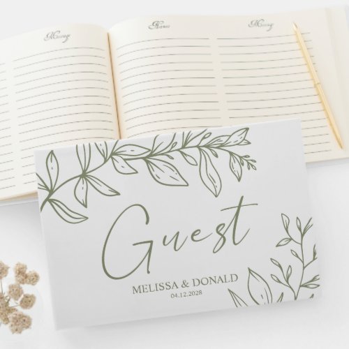 Sage Boho Flowers Simple Boho Wedding Guest Book