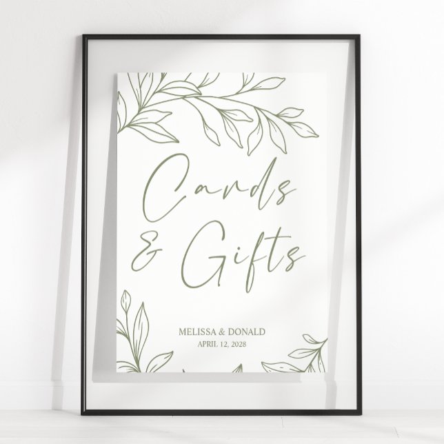Sage Boho Flowers Simple Wedding Card & Gifts Po Poster (Creator Uploaded)