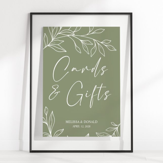 Sage Boho Flowers Wedding Card & Gifts Poster (Creator Uploaded)