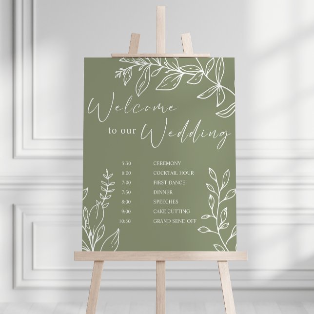 Sage Boho Flowers Wedding Schedule Poster (Creator Uploaded)