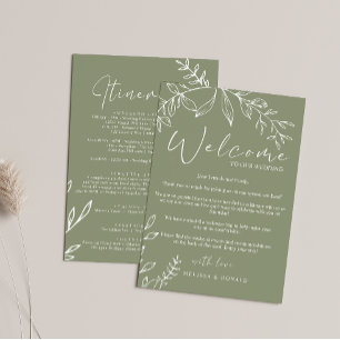 Sage Boho Flowers Welcome Letter & Itinerary Note Card
