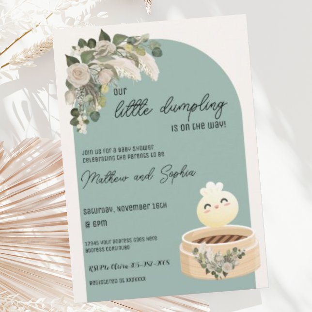 Sage Boho Little Dumpling Baby Shower Invitation (Creator Uploaded)