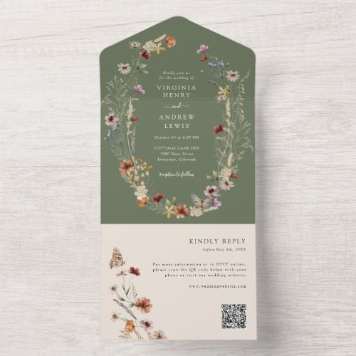 Sage Boho QR Code All In One Invite