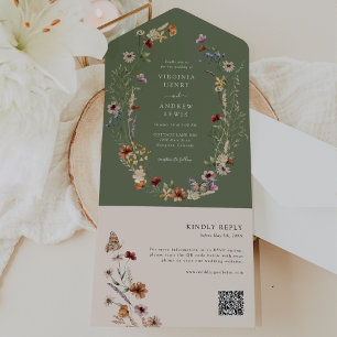 Sage Boho QR Code All In One Invite