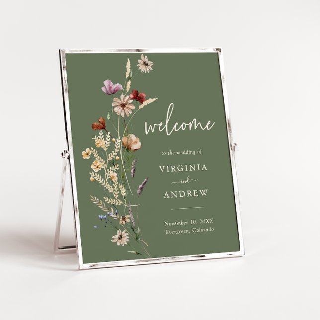 Sage Boho Wildflower Welcome Wedding Poster (Sage Green Boho Wildflower Welcome Wedding Poster by Painted Paperie
)