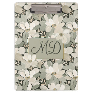 Sage Botanical Abstract Floral Painting Clipboard