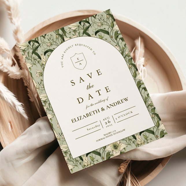 Sage Botanical Arch Elegant Wedding Save The Date (Creator Uploaded)