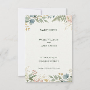 Sage Botanical Border Save The Date Card