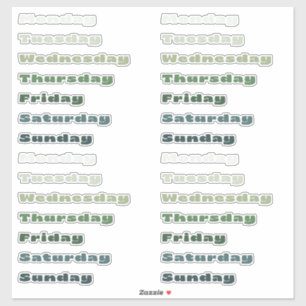 Sage Botanical Days of the Week Planner Sticker Sh