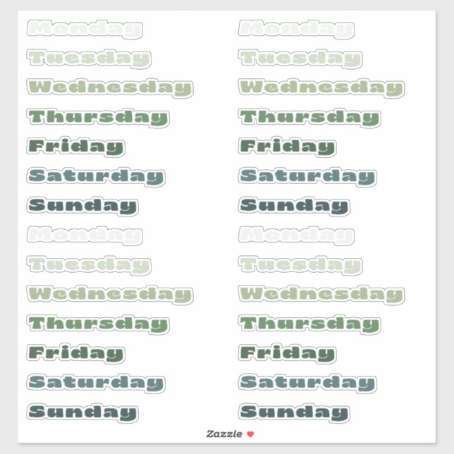 Sage Botanical Days of the Week Planner Sticker Sh (Sheet)