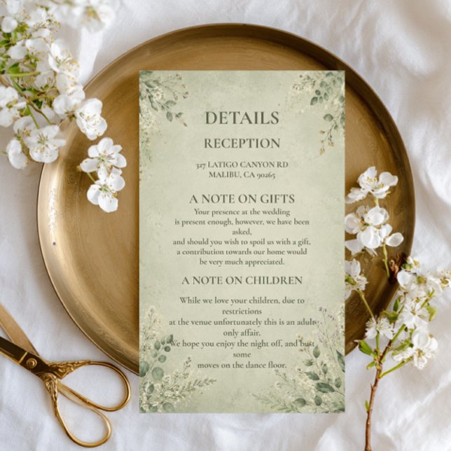 Sage Botanical Elegant Enclosure Card (Creator Uploaded)