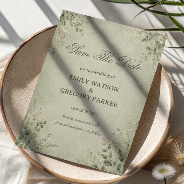 Sage Botanical Elegant Save The Date (Creator Uploaded)