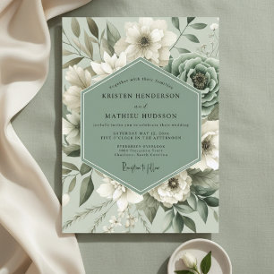 Sage Botanical Enchantment Wedding Invitation