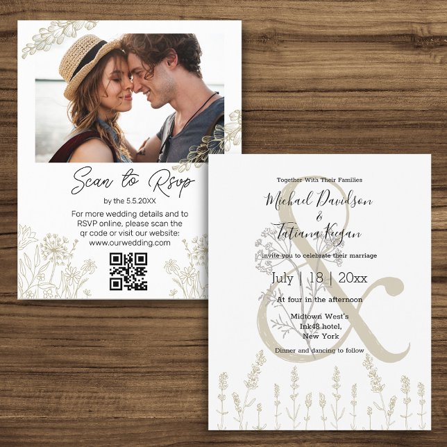 Sage botanical qr code photo wedding invitation (Creator Uploaded)