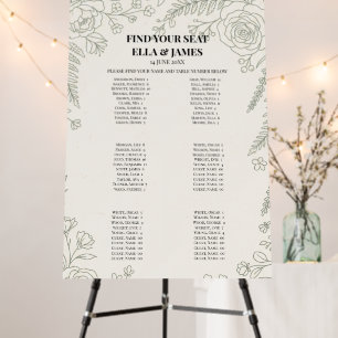 Sage Botanical Seating Chart Sign