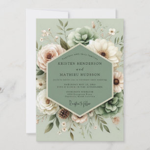 Sage Botanical Succulent Wedding Invitation