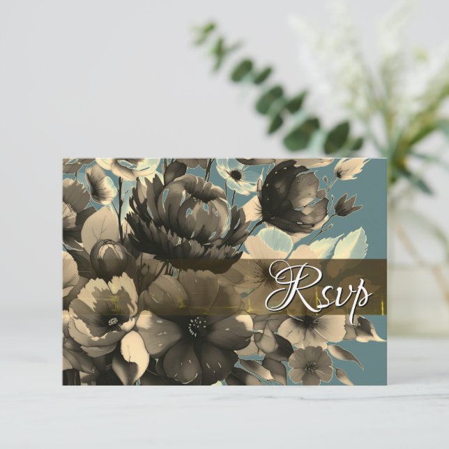 Sage Bouquet RSVP QR Code Response Card (Standing Front)