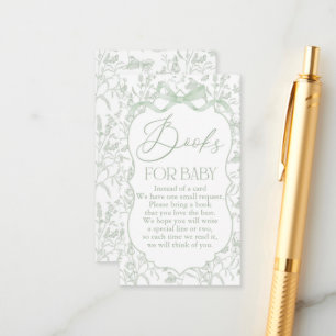 Sage Bow Baby Shower Book Enclosure Card