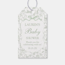 Sage Bow Baby Shower Gift Tag