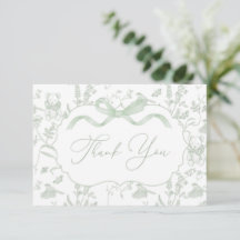 Sage Bow Baby Shower Thank You Card