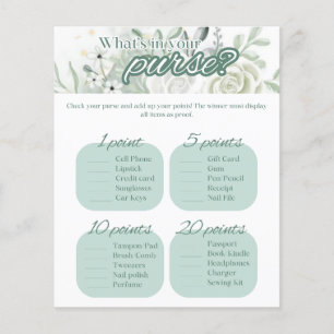 Sage Bridal Shower Game - What's in your purse?