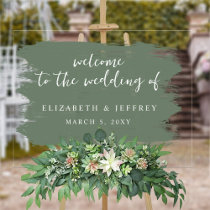 Sage Brush Strokes Wedding Welcome Sign