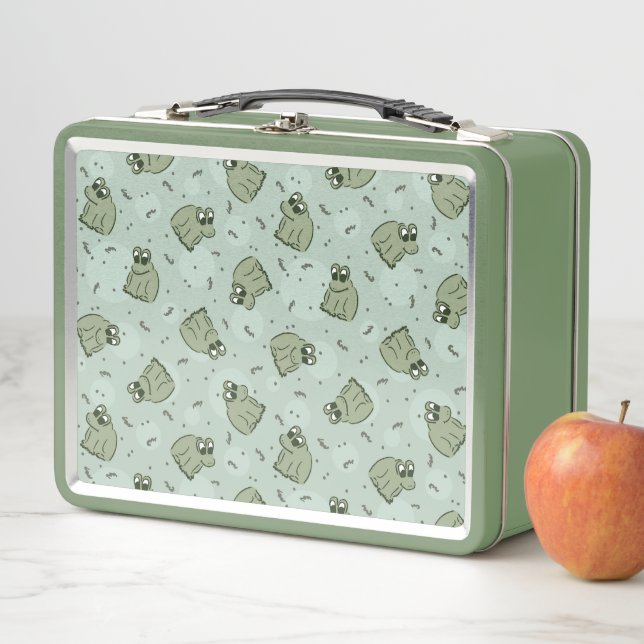 Sage Bubble Frogs - cute kids green frog pattern. Metal Lunch Box (In Situ)