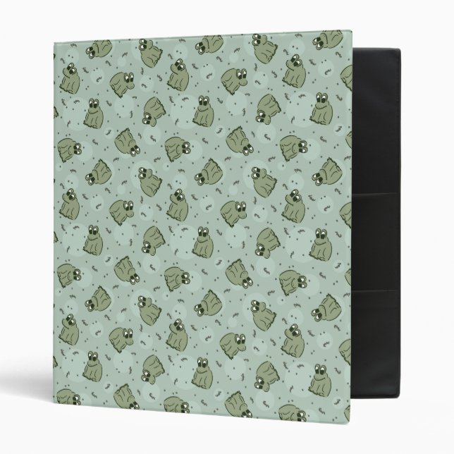 Sage Bubble Frogs - green cute kids pattern. 3 Ring Binder (Front/Inside)