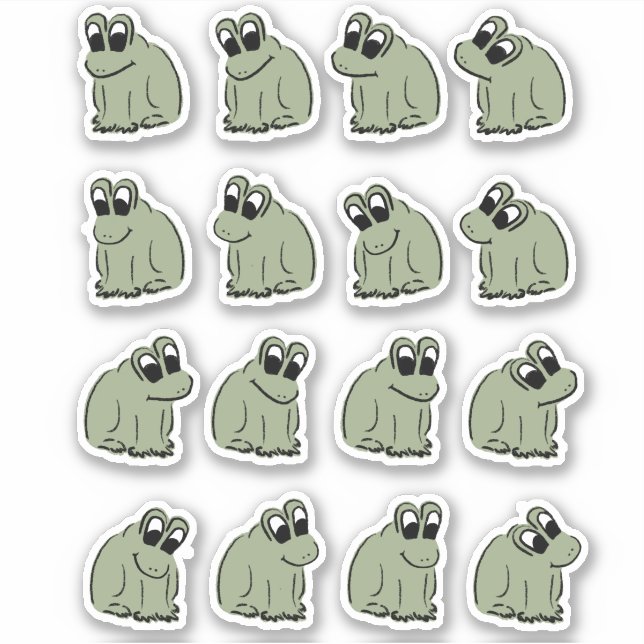 Sage Bubble Frogs - green kids cute. Sticker (Front)