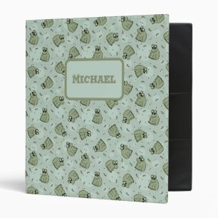 Sage Bubble Frogs - green kids name editable. 3 Ring Binder
