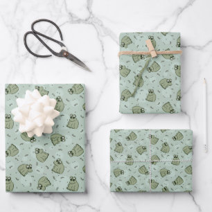Sage Bubble Frogs - laurel green kids pattern. Wrapping Paper Sheets