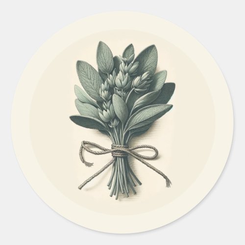 Sage Bunch Vintage Botanical Apothecary Plant Classic Round Sticker