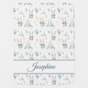 Sage Bunny Dreams Personalized Baby Blanket