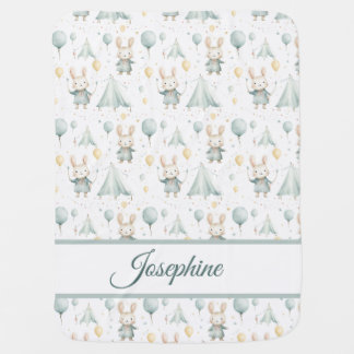 Sage Bunny Dreams Personalized Baby Blanket