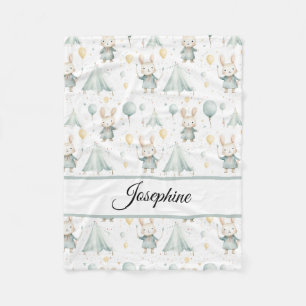 Sage Bunny Dreams Personalized Baby Fleece Blanket
