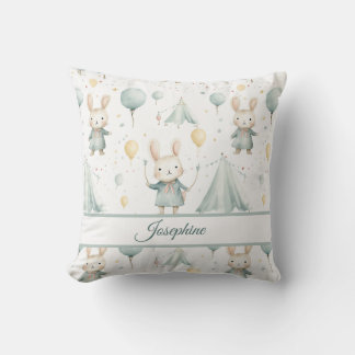 Sage Bunny Dreams Personalized Throw Pillow